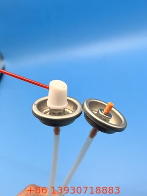 25.4mm Metal Paint Spray Can Valve με τυπικό φυσικό σωλήνα βύθισης και εξωτερική λαμαρίνη Buna