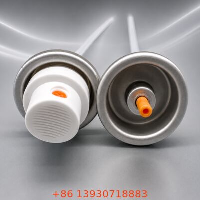 Industrial Foam Aerosol Valve Set with 1 Inch Valve Size and 57mm / 65mm Cap Options in Metal + Plastic Construction